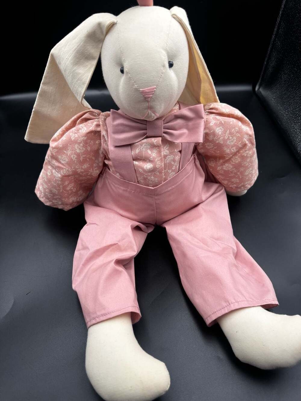 Handmade Folk Art Rabbit Family Cloth Dolls Set of 3 Cottagecore - Picture 2 of 7